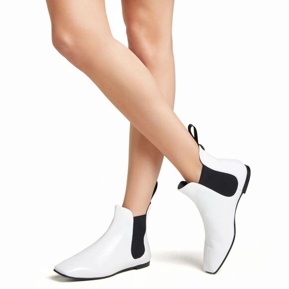 Giuseppe Zanotti Pigalle 05 Ankle Boots White Patent Leather Chelsea IT 38 US 8